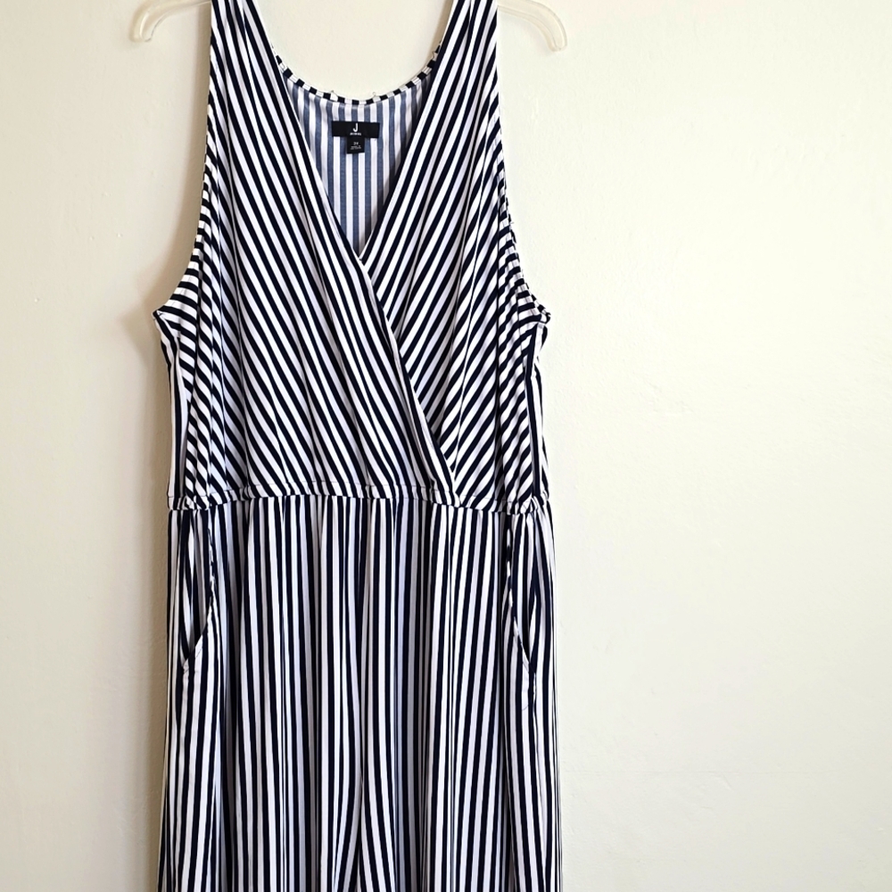 J by Jason Wu 2X plus navy & white jumpsuit pockets wide leg